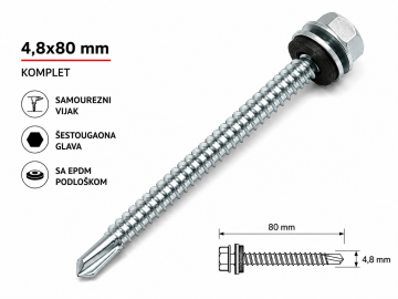 VIJAK DIN 7504 K 4,8x80 KOMPLET